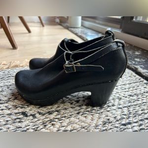 No. 6 ankle strap clogs.